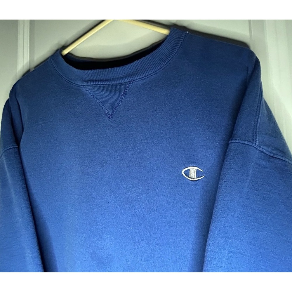 Vintage Y2k Champion Embroidery Logo Blue‎ Crewneck Sweatshirt Sz Mens XXL